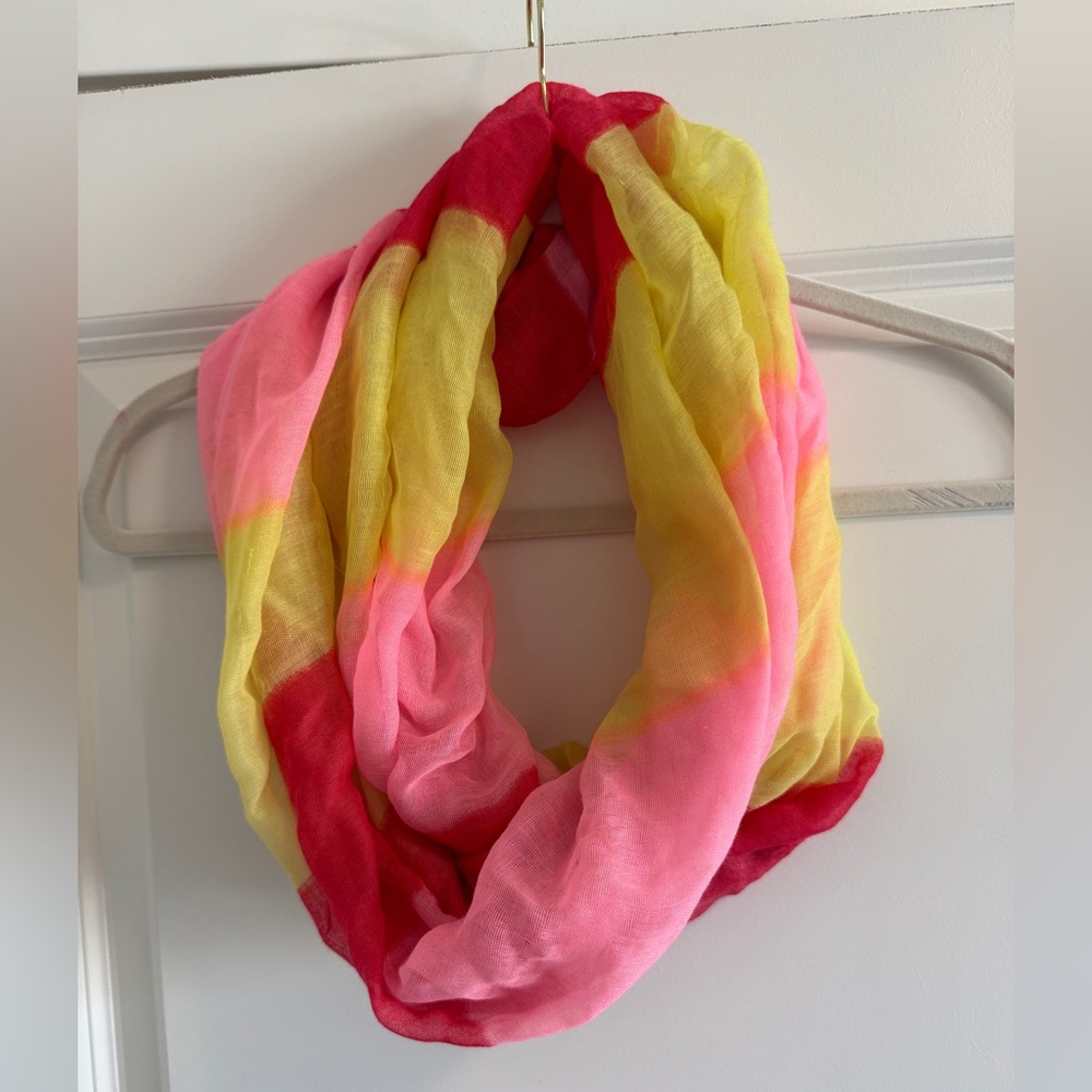 Pink and Yellow Striped Infinity Scarf